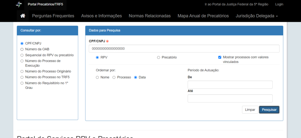 Como consultar rpv pelo cpf nos sites dos Tribunais